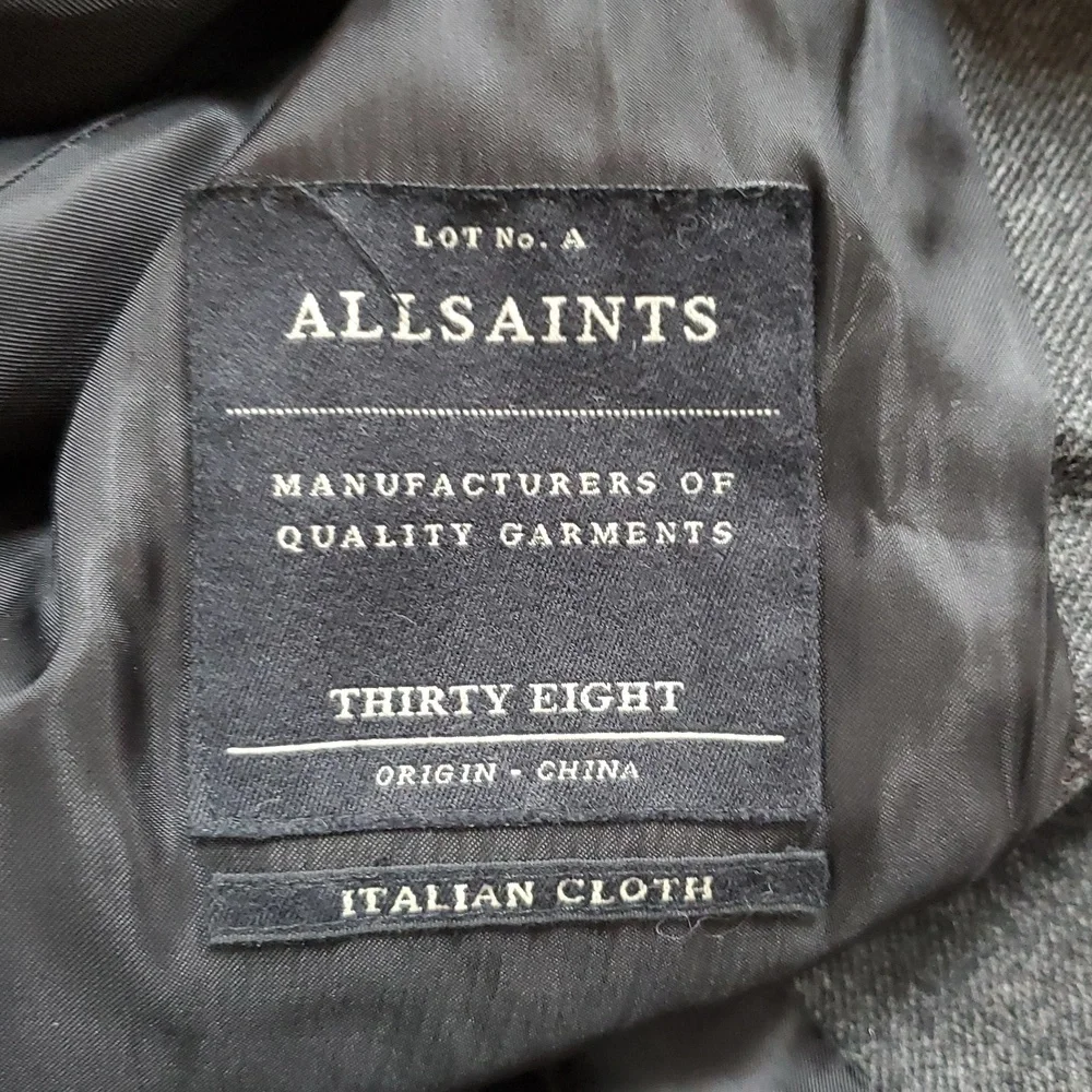 All Saints Shiro Italian Cloth Charcoal Wool Jacket